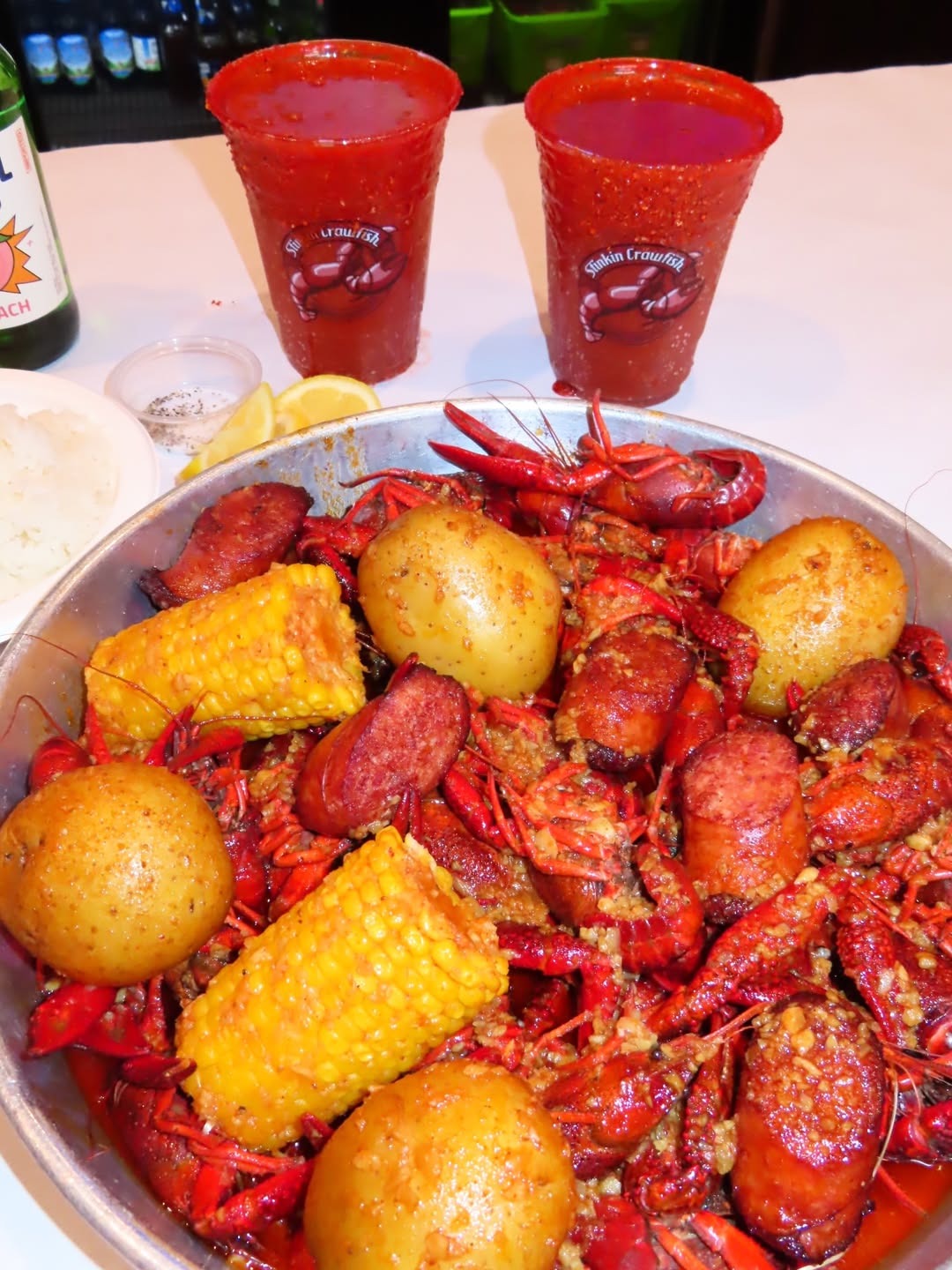 Crawfish boil — overhead view
